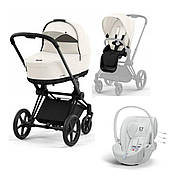 Cybex Priam 4.0 коляска 3 в 1 Off White шасі Matt Black /Автокрісло Cybex Cloud T i-Size Urban Mobility white