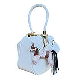Шарм для сумки Конячка з натуральної шкіри 7868 Silver Taurus., фото 4