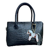 Шарм для сумки Конячка з натуральної шкіри 7868 Silver Taurus., фото 5