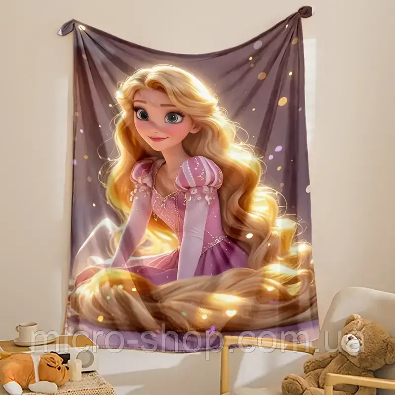 Плюшевий плед ковдра Рапунцель Rapunzel 150х200 см, фото 1