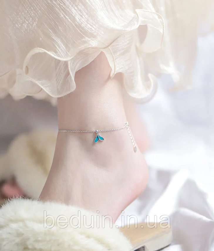 Срібний браслет на ногу, анклет Хвостик Русалки 20 + 3 см, срібло 925 проби EGYPT SILVER