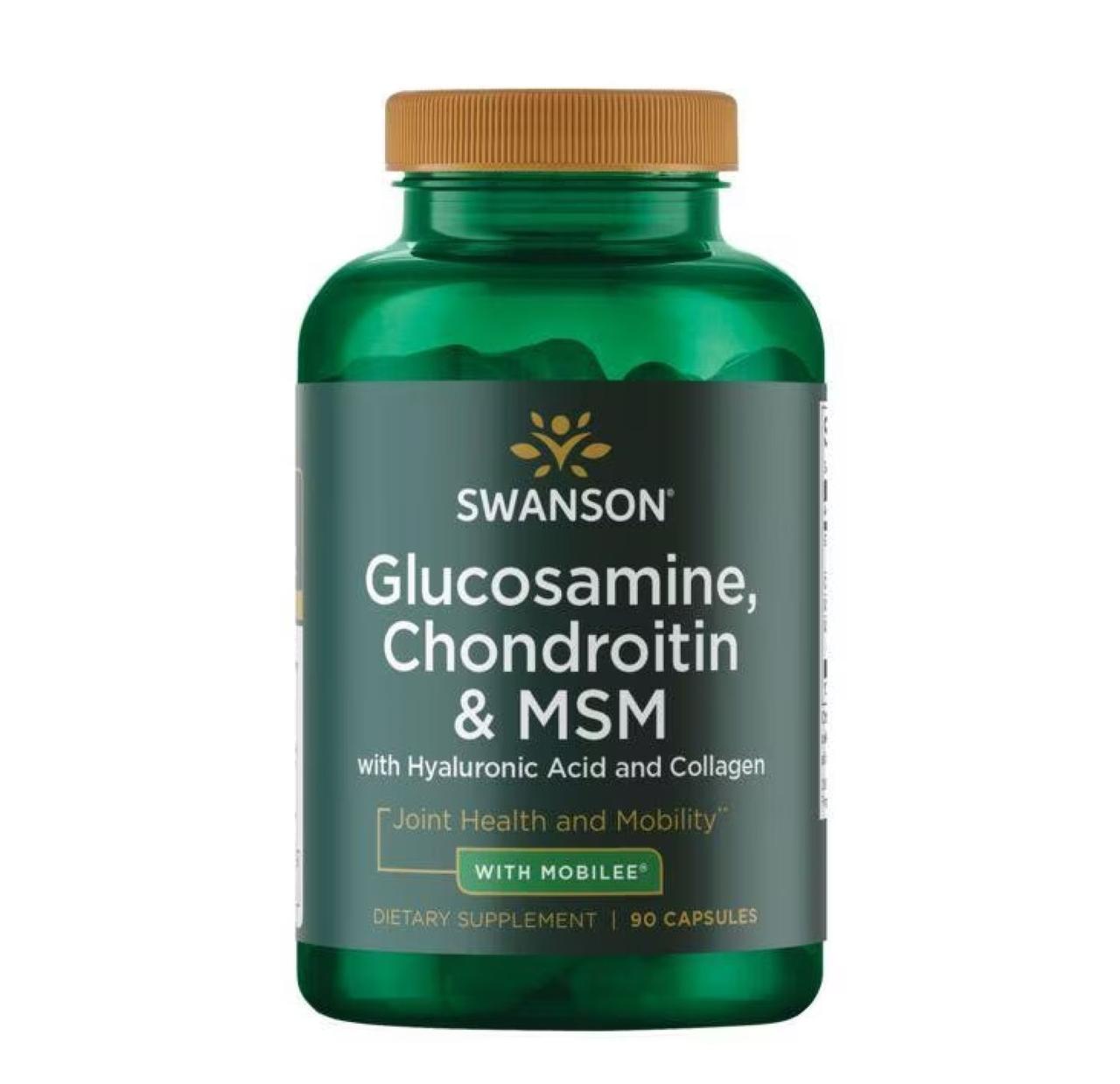 Глюкозамін, Хондроїтин та ЧСЧ Swanson Glucosamine, Chondroitin MSM, 90 капсул, фото 1