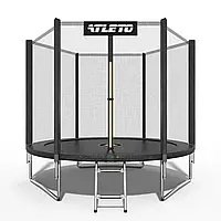 Батут дитячий з сіткою та драбинкою 252 см Atleto чорний