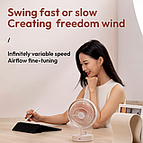 Міні-вентилятор настільний Sothing Plume S2 Desktop Fan з акумулятором (DSHJ-S-2102), Apricot White, фото 3