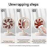 Міні-вентилятор настільний Sothing Plume S2 Desktop Fan з акумулятором (DSHJ-S-2102), Apricot White, фото 5