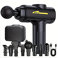 Масажер перкусійний для тіла Sorudel 8 насадок, вібраційний ручний, ударний масажер