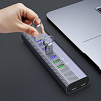 USB хаб DM CHB027 USB 3.0 + QC3.0 10 портів алюмінієвий з блоком живлення hub концентратор, фото 9