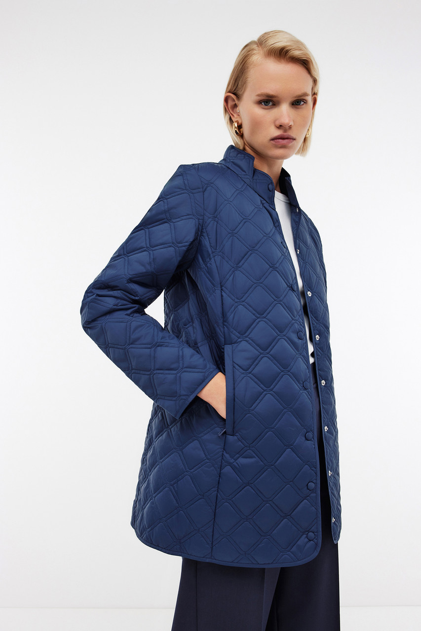Подовжена жіноча стьобана куртка Baon B0324038-101 синя XS, фото 1