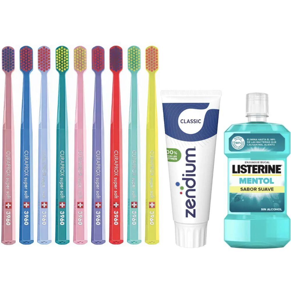 Зубна щітка Curaprox CS 3960 Super Soft + паста Zendium Classic + ополіскувач LISTERINE mentol Sabor Suave 0% alc.