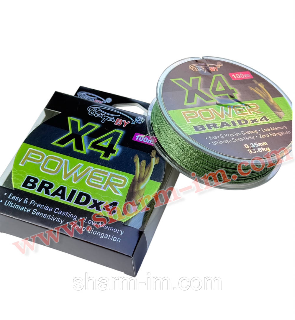 Шнур Boya Power Braid X4 PE 100 м Зелений /