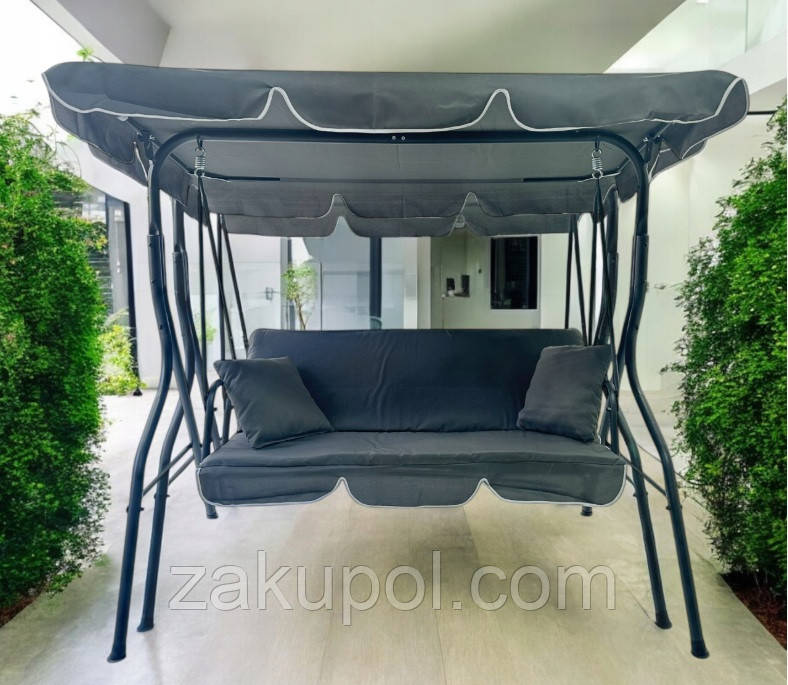 Садова гойдалка GARDEN 170 см 3-х місна Сірий
