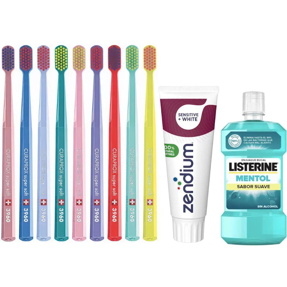 Зубна щітка Curaprox CS 3960 Super Soft + паста Zendium Sensitive+White + ополіскувач LISTERINE mentol Sabor Suave 0% alc.