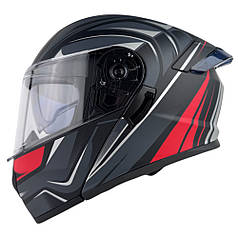 Шолом для мотоцикла MX-030 DOT модуляр + окуляри темні Grey-Red