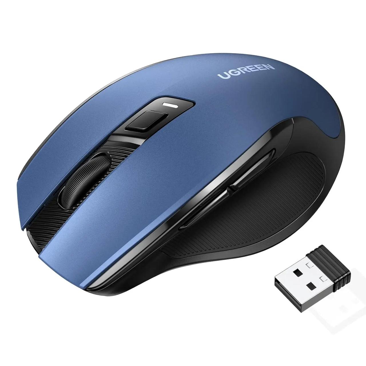 Бездротова безшумна миша UGREEN 2.4GHz Wireless Bluetooth Silent Mouse Blue (MU006), фото 1