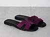 Шльопанці стильні замшеві жіночі на низькому ходу фіолетові 38р, фото 7
