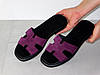 Шльопанці стильні замшеві жіночі на низькому ходу фіолетові 38р, фото 9