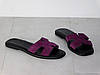 Шльопанці стильні замшеві жіночі на низькому ходу фіолетові 38р, фото 10