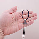 Срібний кулон Секіра Перуна з цепочкою із шовку. Підвіска оберіг та шовковий шнурок зі срібним замком. 55 см, фото 2