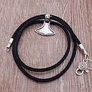 Срібний кулон Секіра Перуна з цепочкою із шовку. Підвіска оберіг та шовковий шнурок зі срібним замком. 55 см, фото 6
