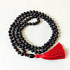 Чотки з натурального каменю чорний Агат Онікс Лава 108 намистин 8мм червона кисть, фото 7