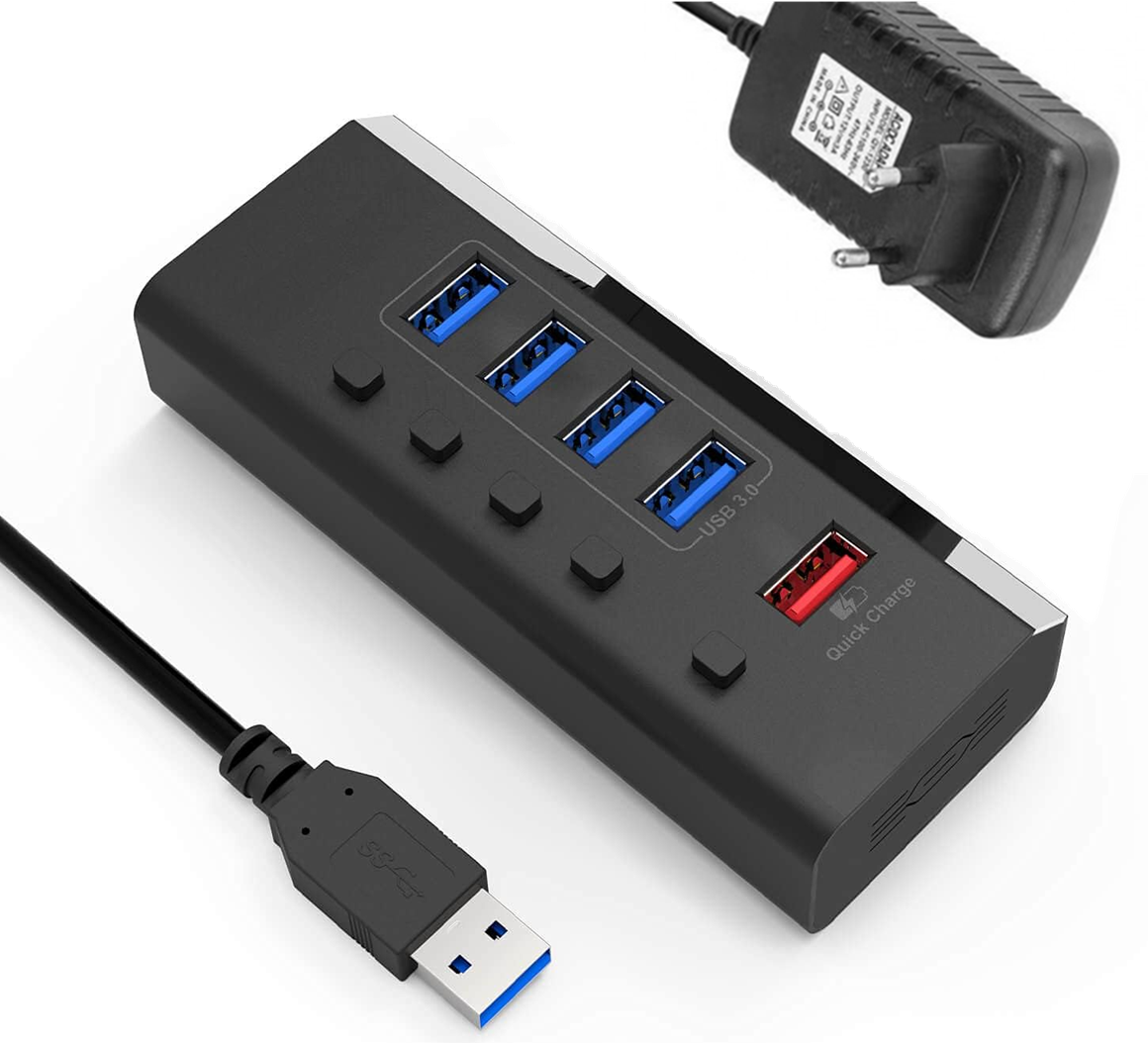 USB хаб RSHTECH RSH-A35 USB 3.0 5 портів з блоком живлення hub концентратор, фото 1
