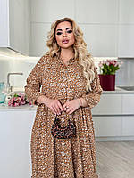Сукня жіноча літня з жатки у квіточку довжина максі (Батал), фото 4