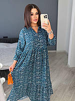 Сукня жіноча літня з жатки у квіточку довжина максі (Батал), фото 5