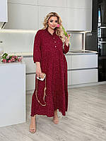 Сукня жіноча літня з жатки у квіточку довжина максі (Батал), фото 6