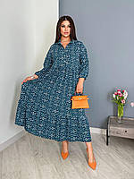 Сукня жіноча літня з жатки у квіточку довжина максі (Батал), фото 7