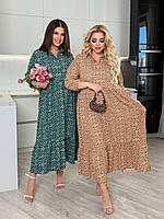Сукня жіноча літня з жатки у квіточку довжина максі (Батал), фото 9