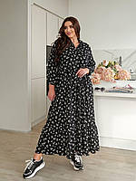 Сукня жіноча літня з жатки у квіточку довжина максі (Батал), фото 10