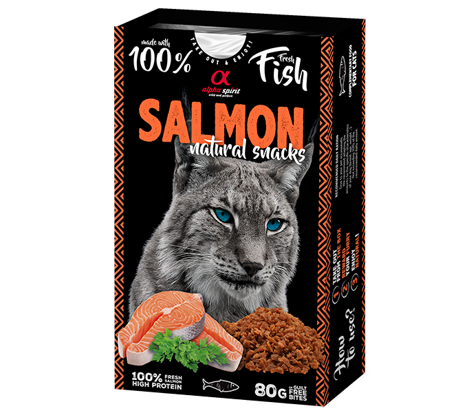 Натуральні ласощі для котів Alpha Spirit Snacks Альфа Спіріт Salmon напіввологі з лососем 80г (ALPHG110000945), фото 1