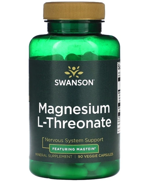 Магній L-треонат Swanson Magnesium L-Threonate, 90 рослинних капсул, фото 1
