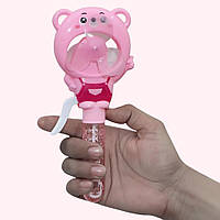 Мильні бульбашки з механічним вентилятором 2в1 "Ведмедик", 21см, Рожевий