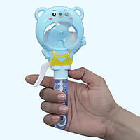 Мильні бульбашки з механічним вентилятором 2в1 "Ведмедик", 21см, Блакитний