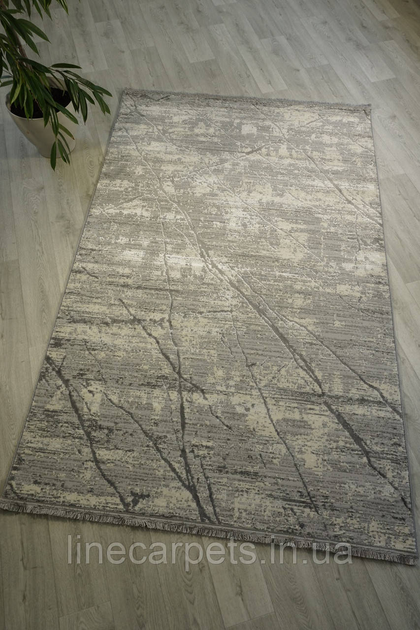 Сучасний  сірий килим як мармур PLATO 09464A L.GREY-L.GREY