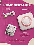 Портативний міні принтер Bluetooth. Бездротовий термопринтер для нотаток, фото, етикеток, біло-рожевий, фото 2