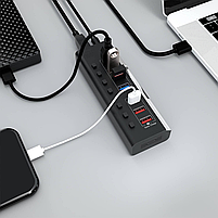 USB хаб RSHTECH RSH-A37 USB 3.0 7 портів з блоком живлення hub концентратор, фото 7