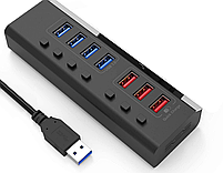 USB хаб RSHTECH RSH-A37 USB 3.0 7 портів з блоком живлення hub концентратор, фото 8