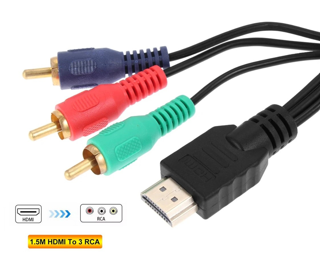 Кабель адаптер перетворювач HDMI сумісний з 3 RCA AV кабель HD Audio Video 1080P, фото 1