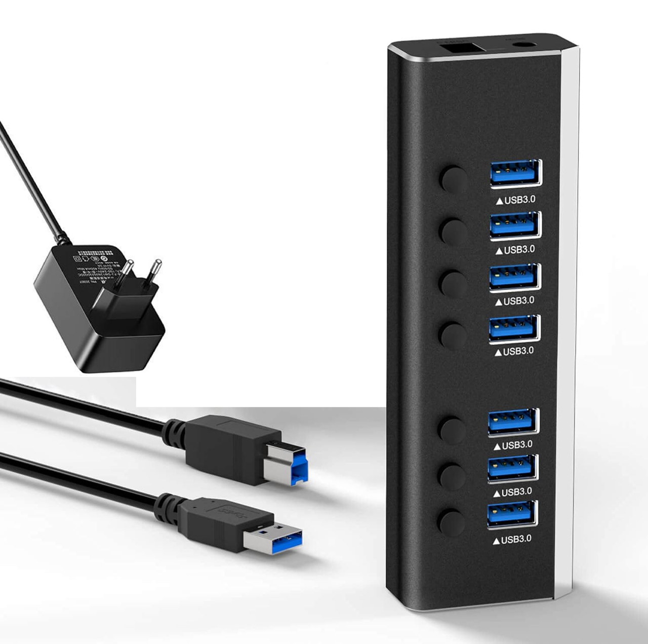 USB хаб RSHTECH RSH-A37S USB 3.0 7 портів з блоком живлення hub концентратор, фото 1