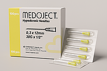 Ін’єкційні голки Medoject 30G x 1/2" (0,3 x 12 мм), жовті, стерильні, 100 шт