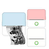 Портативний термопринтер Mini Printer Bluetooth для смартфона | Друк фото, нотаток, наклейок, без чорнил, голубий, фото 2