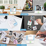 Портативний термопринтер Mini Printer Bluetooth для смартфона | Друк фото, нотаток, наклейок, без чорнил, голубий, фото 8