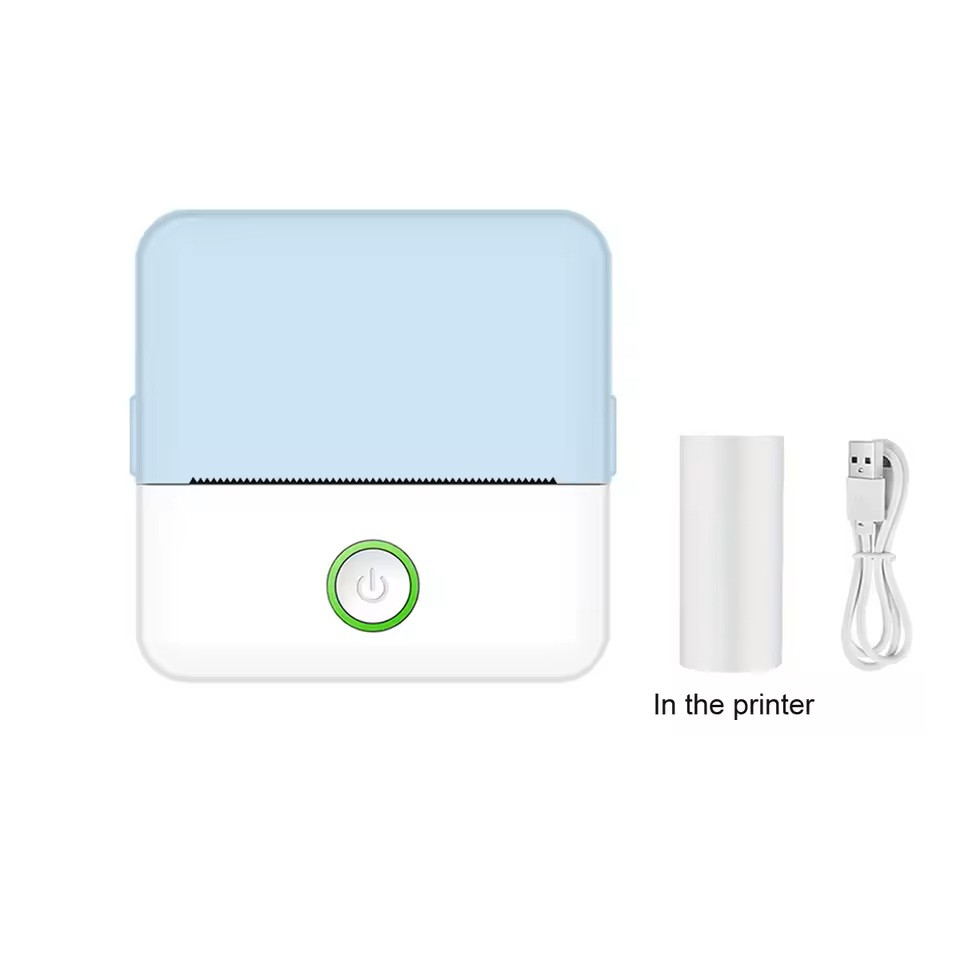 Портативний термопринтер Mini Printer Bluetooth для смартфона | Друк фото, нотаток, наклейок, без чорнил, голубий