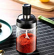 Скляна баночка 250ml з ложечкою для спецій, приправ, солі, фото 7