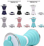 Складана силіконова пляшка 500 мл | Портативна туристична фляга для води, термостійка, для спорту, подорожей, кемпінгу (рожевий), фото 5