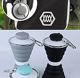 Складана силіконова пляшка 500 мл | Портативна туристична фляга для води, термостійка, для спорту, подорожей, кемпінгу (рожевий), фото 3