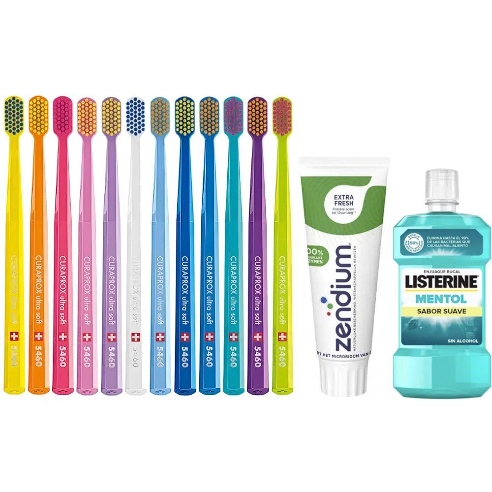 Зубна щітка Curaprox CS 5460 Ultra Soft + паста Zendium Extra Fresh + ополіскувач LISTERINE mentol Sabor Suave 0% alc.