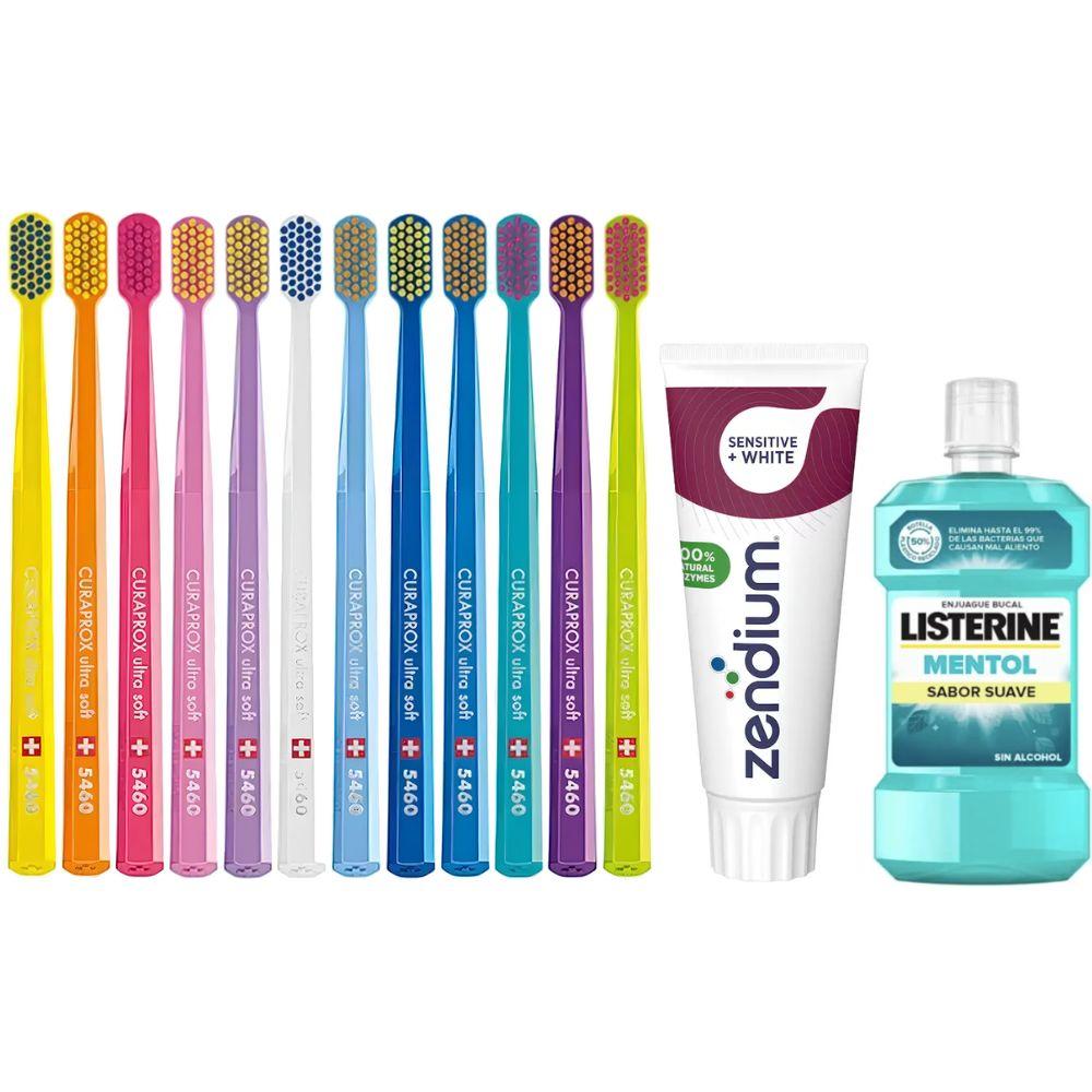 Зубна щітка Curaprox CS 5460 Ultra Soft + паста Zendium Sensitive+White + ополіскувач LISTERINE mentol Sabor Suave 0% alc.